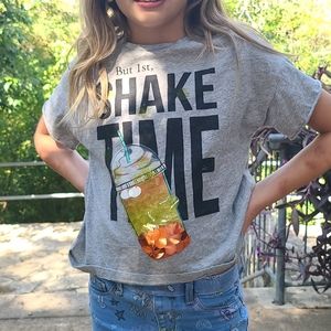 Kidpik Grey Shake Time Graphic T Large Sequin